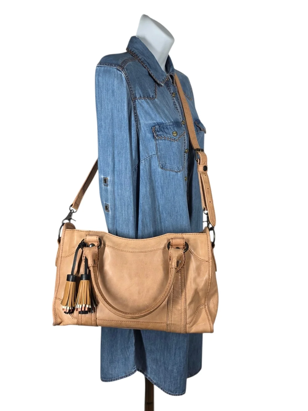 FRYE MELISSA LEATHER SATCHEL WITH MATCHING WALLET